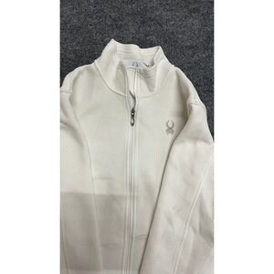 Spyder Sweater Jacket Womens XL White Core Full Zip Mock Neck Performance Fleece